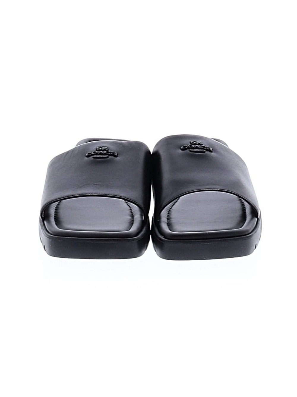 Coach Women Fiona Signature Coach Logo Leather Sandal Slide Sz 9.5 - Picture 2 of 6